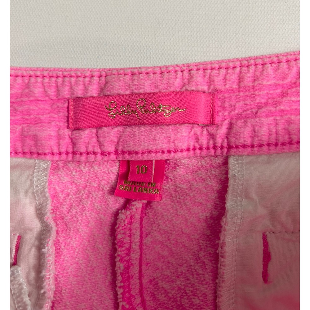 Lilly Pulitzer Buttercup Scallop Hem Shorts, Size 10, Pink Seersucker - Picture 4 of 5